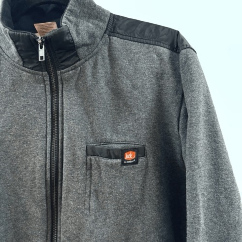 Jack In The Box Sweatshirt Bomber Zip Jacket Size Medium Gray Full Zip HTF